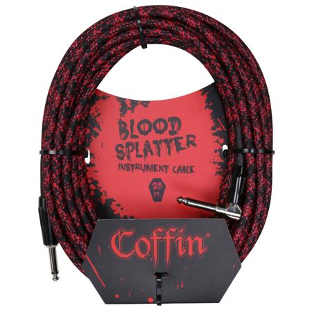 Coffin Bloodsplatter Instrument Cable 25', Straight to Right Angle