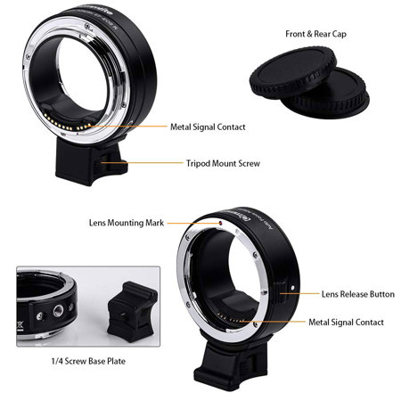 Commlite EF Lens to EOS R Camera Adapter with Electronic Iris and AF