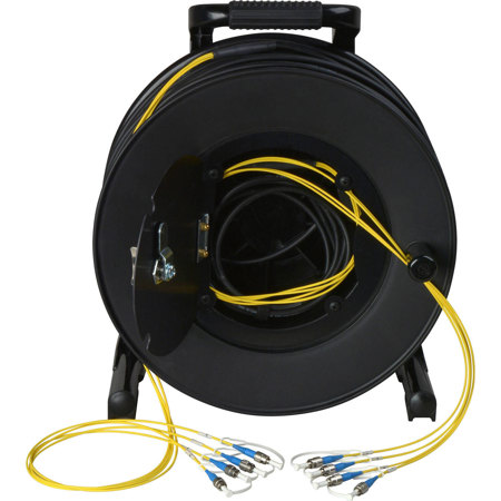 Camplex 250' 4-Channel ST Single-Mode Fiber Optic Tactical Snake on Reel Cable, Standard Grade