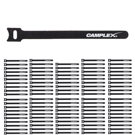 Camplex Hook and Loop Cable Wrap, Black, 100-Pack