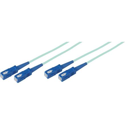 Camplex OM3 3m (9.84') 50/125u Duplex SC to SC Fiber Optic Patch Cable, Aqua