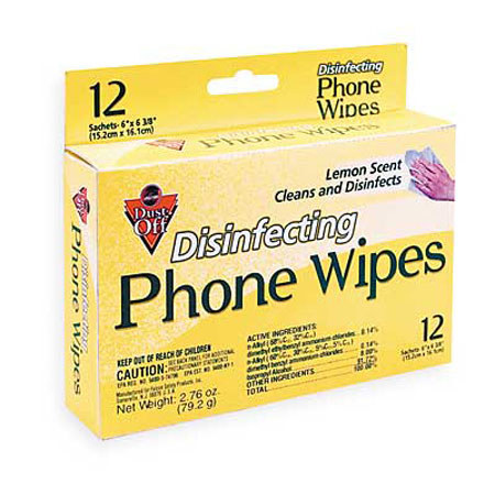 Falcon Pre-moistened Foil Pack of Disinfecting Phone and Office Wipes, 12 Count