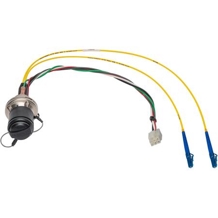 Camplex 12" Male DRAGONFLY Mount to Duplex LC & 6-Pin Amp Fiber Breakout Cable