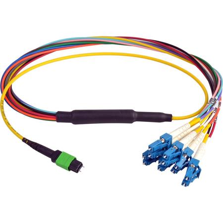 Camplex 3' MTP Elite APC Male to 12 LC UPC Duplex Singlemode Cable, Yellow