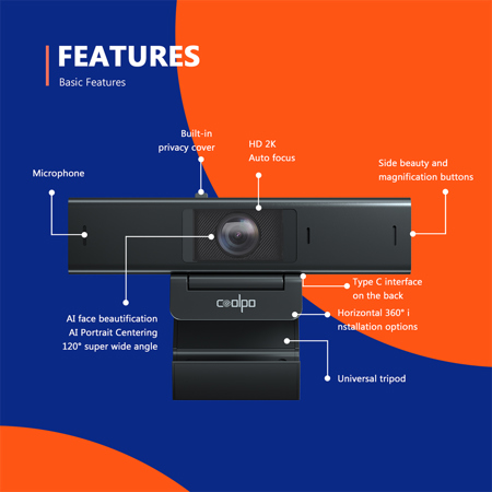 Coolpo AI Huddle Desk Mate 2K All-In-One Video Conference Webcam