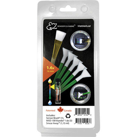 Visible Dust EZ Sensor Cleaning Kit PLUS with Smear Away, 5 Green 1.6x Vswabs