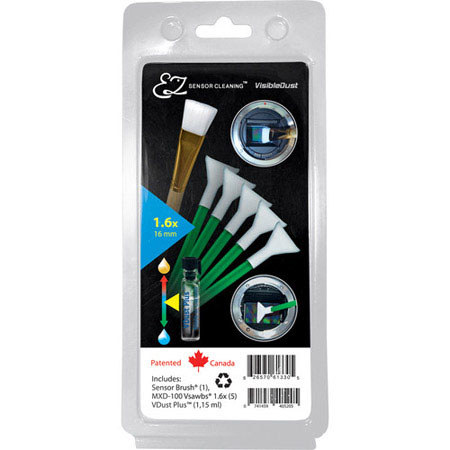 Visible Dust EZ Sensor Cleaning Kit PLUS with VDust Plus, 5 Green 1.6x Vswabs
