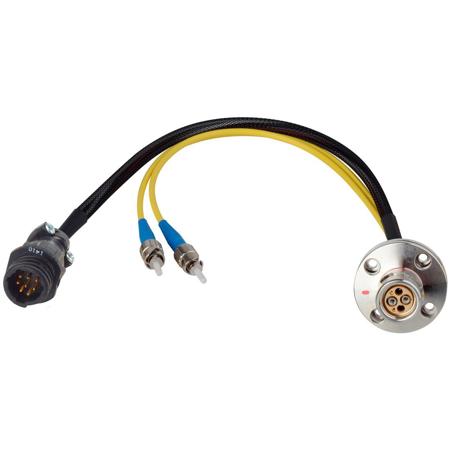 Camplex 12" LEMO FXW to Duplex LC & 8-Pin AMP RG Inline Fiber Breakout Cable