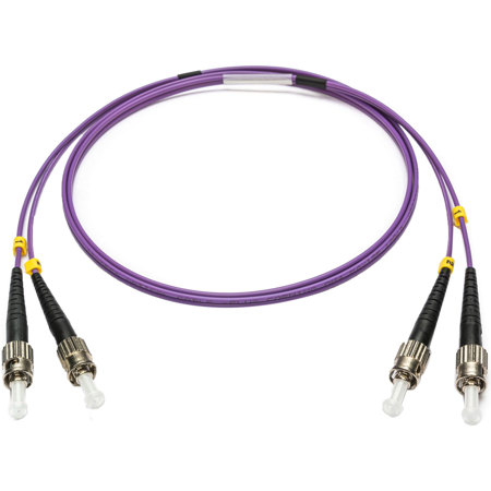 Camplex 16.4' OM4 50/125 10/40/100G Multimode Duplex ST to ST Armored Fiber Optic Patch Cable, Purple