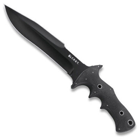 CRKT Hammond FE7 7.38" Fixed Black Drop Point Blade Tactical Knife, G10 Handle