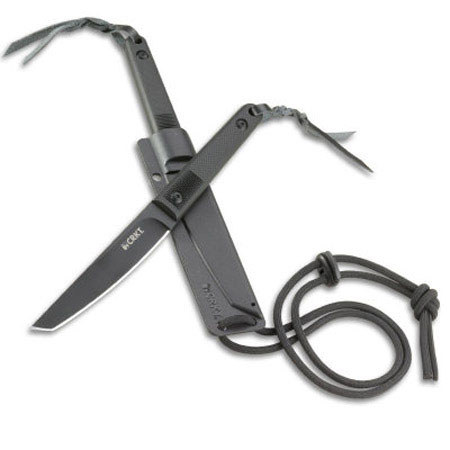 CRKT Ed Halligan Sweet K.I.S.S. Fixed Black Tanto Blade Knife with Sheath