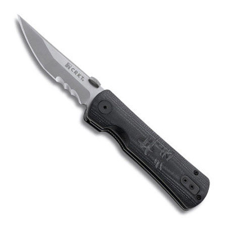 CRKT Heiho Folding Spring Assisted Knife, 3.13" Combo Edge, Tanto Blade, Satin
