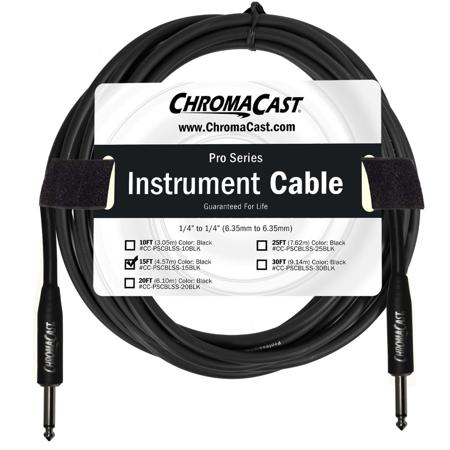 ChromaCast Pro Series 15' Straight to Straight Instrument Cable, Black