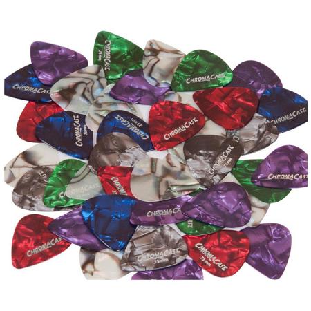 ChromaCast Pearl Celluloid Guitar Pick, Assorted Gauges, 48 Pack