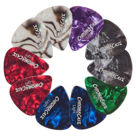 ChromaCast Pearl Celluloid Assorted Color Guitar Pick, 10 Pack,