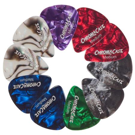 ChromaCast Pearl Celluloid Assorted Color Guitar Pick, 10 Pack,