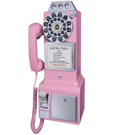 Crosley Radio CR56-PI 1950's Classic Pay Phone, Pink