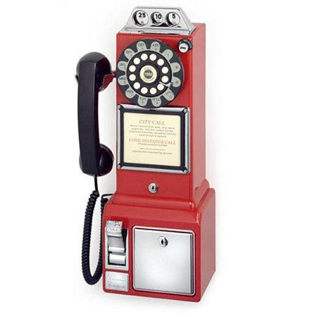 Crosley Radio CR56-RE 1950's Classic Pay Phone, Red