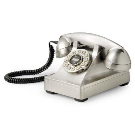 Crosley Radio CR60 Kettle Desk Phone, Brushed Chrome