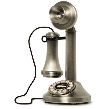 Crosley Radio CR64 1920's Candlestick Phone, Brushed Chrome