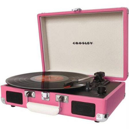 Crosley Radio CR8005A Cruiser Portable Turntable Player, Pink