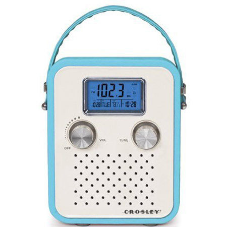 Crosley Radio CR8006A Mono Songbird Portable Clock Radio, Turquoise