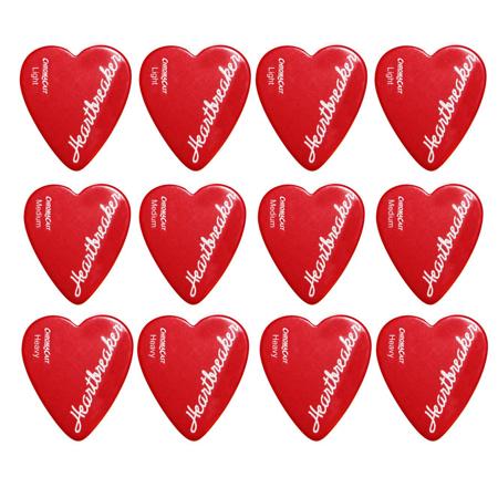 ChromaCast Heart Shaped "Heartbreaker" Pick, Light, Medium and Heavy , 12 Pack
