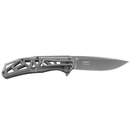 CRKT Gusset Folding Knife, 3.5" Plain Edge Drop Point Blade, Titanium Nitride