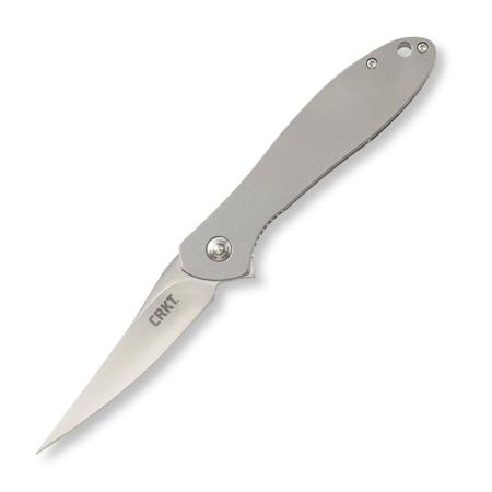 CRKT Eros Folding Knife with 3" Plain Edge Spear Point Blade, Satin Finish