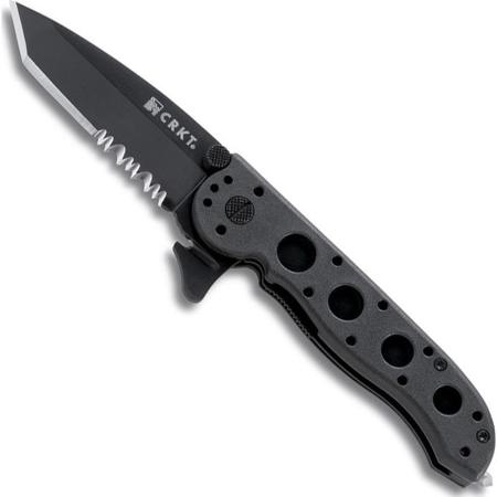 CRKT M16-12 Law Enforcement Folding Knife,3"Combo Blade Tanto Style Satin Blade