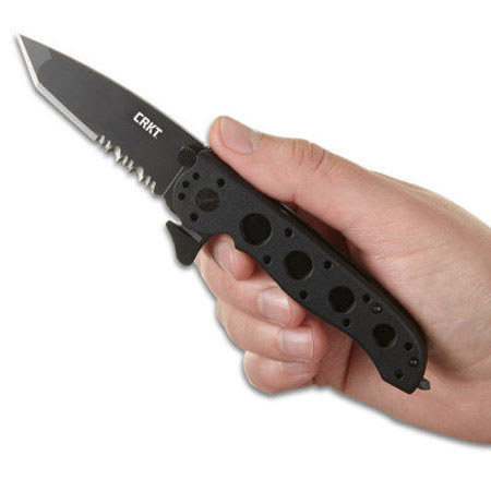 CRKT M16-12 Law Enforcement Folding Knife,3"Combo Blade Tanto Style Satin Blade