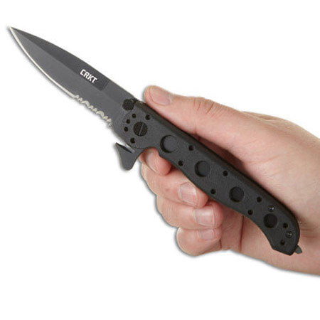 CRKT M16-13ZE E.R. Folding Knife, 3.4" Spear Point Combo Edge Titanium Blade