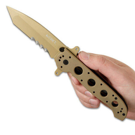 CRKT M16-14 Big Dog Special Forces Folding Knife,3.9"Combo Tanto Titanium Blade