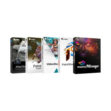 Corel Photo Video Art Suite PC Software Kit with PhotoMirage, VideoStudio SE 2020, Painter Essentials 7, PaintShop Pro 2020, AfterShot Pro 3, License Key
