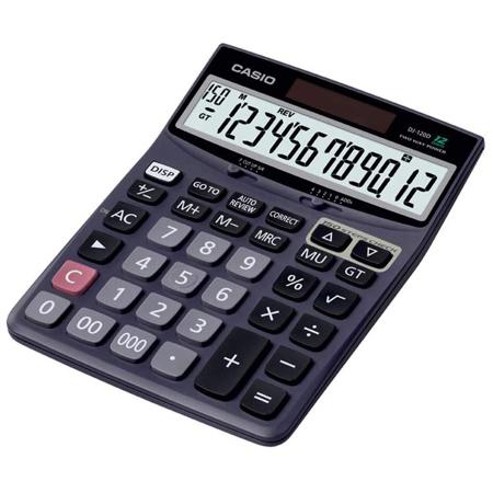 Casio DJ-120D Desktop Calculator, 150 Steps Check, Two Way Power, 12 Digits Extra Big LC-Display