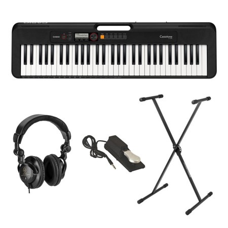 Casio CT-S200 61-Key Piano Style Portable Keyboard, Black with Accessories Kit