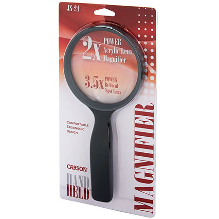 Carson JS24 2x HandHeld Series Magnifier with 3.5x Power Bifocal Spot Lens