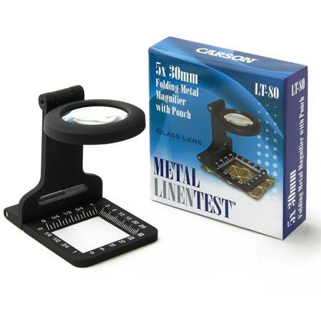 Carson LT-80 5x Metal Linen Test Magnifier with Pouch
