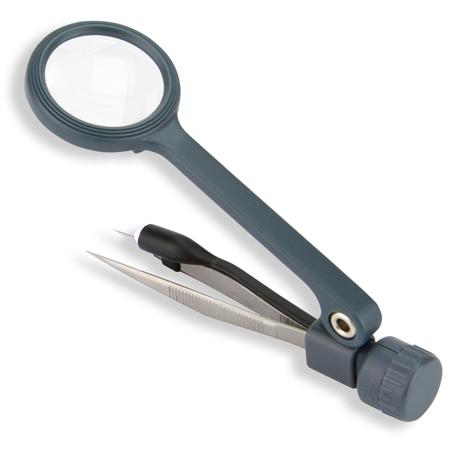 Carson MagniGrip, 4x Lighted Magnifier with Fine Point Tweezer and Bright LED Light