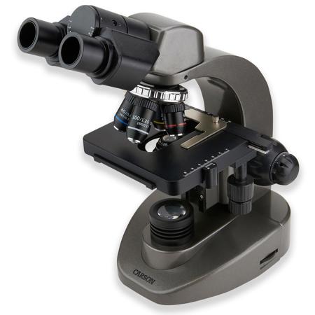 Carson 40x-1600x Table Top Microscope, 4-Hole Nosepiece, 130x140mm Stage, 130x140mm Stage, 1.25 Abbe Condenser