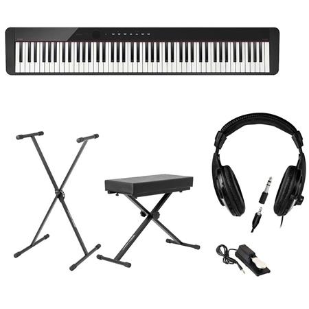 Casio PX-S1000 Privia Piano, Bundle with Bench, Headphones, Stand