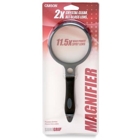 Carson SG-10 SureGrip Handheld 2x Magnifier with 10x High-Power Spot Lens