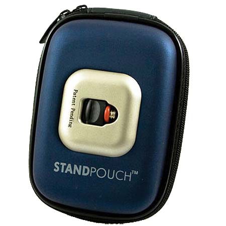 ADA StandPouch, 2-in-1 EVA Plastic Camera Case & Tripod, 4.0" x 2.6" x 1.3" Interior, Dark Blue.