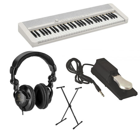 Casio Casiotone CT S1 61 Key Piano Style Portable Keyboard White Accessory Kit CT S1WE AK