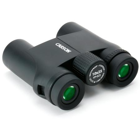Carson 10x25 VP Series Roof Prism Binocular, 5.2 Degree Angle of View, Black