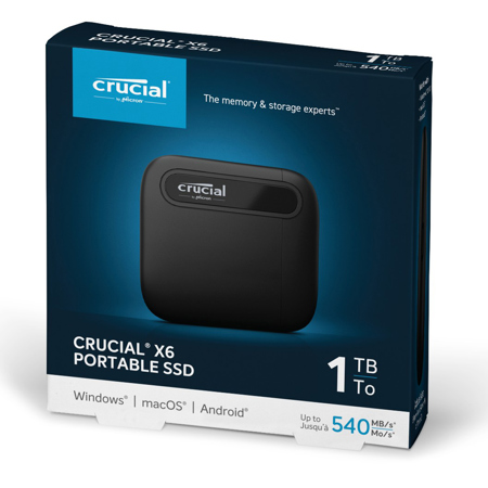 Crucial X6 1TB USB 3.1 Gen 2 Type-C Portable External SSD CT1000X6SSD9