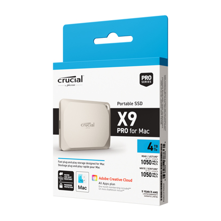Crucial X9 Pro 1TB USB 3.2 Gen 2 Type-C Portable External SSD for