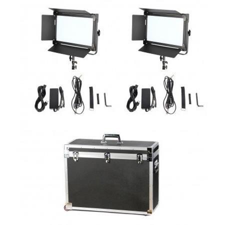 Came-TV 1380 Bi-Color LED 2-Light Kit, Includes 2x 4-Way Barndoor, 2x Power Adapter, 2x DMX Cable, 2x AC Power Cord, Case