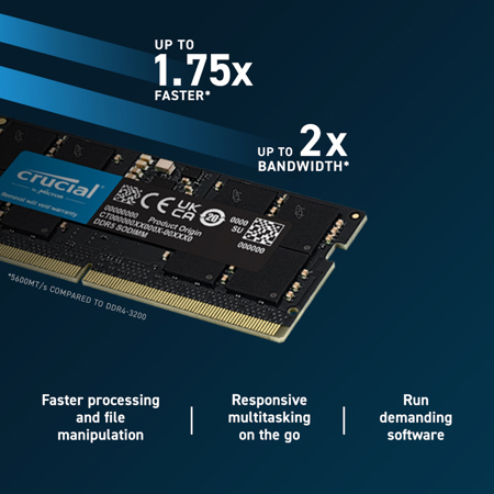 Crucial 32GB DDR5 5600MHz CL46 SODIMM Memory Module CT32G56C46S5
