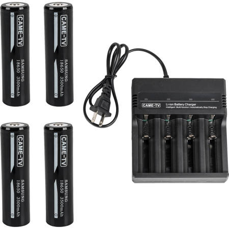 Came-TV 4x 18650 3.7V 3500mAh Lithium-Ion Batteries with CM-4 Quad Charger